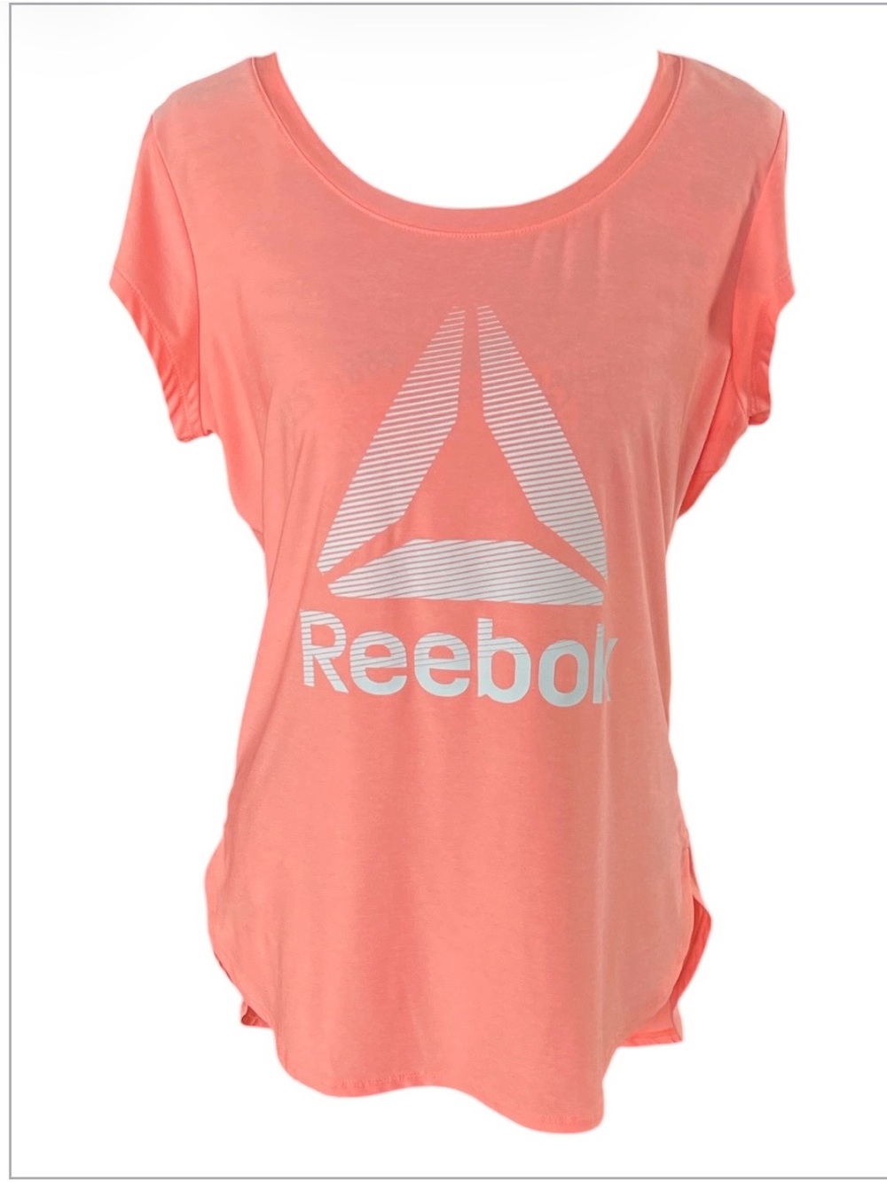 Reebok Coral Pink Big Delta Logo Short Sleeve Training Tee Size M/ M/ M
